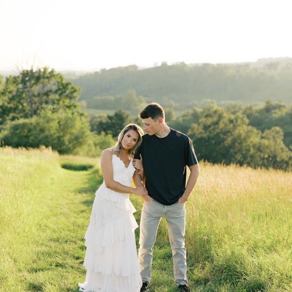 BHLDN anthropologie Sleeveless V-Neck Ruffle Lace Maxi Dress - Picture 4 of 5